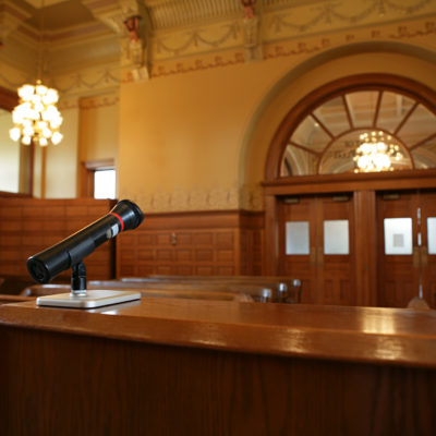 Courtroom with microphone